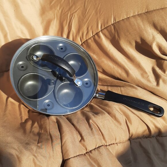 Egg Poaching Stainless Steel Pan Four Non-stick Cups Stove Top Kitchen Aid - Picture 1 of 8